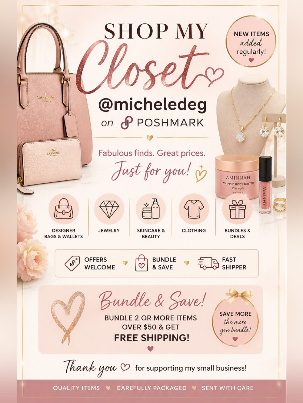 Poshmark Closet Promo Graphic - Blush Pink Lifestyle Image - Picture 1 of 1